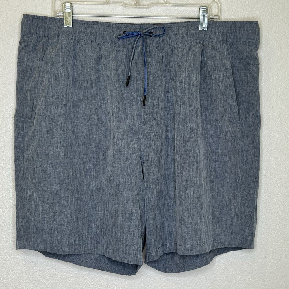 Eddie Bauer Pull On Chino Shorts Mens Size XXL Blue Elastic Drawstring Waist